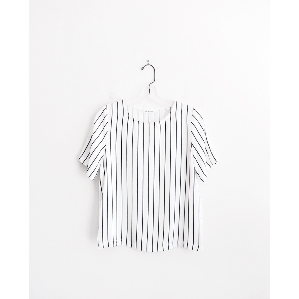 Won Hundred White Black Stripe Short Sleeve Top 2